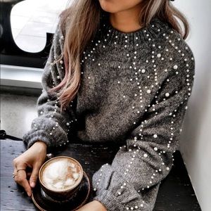 Chicwish  pearl embellished sweater dress